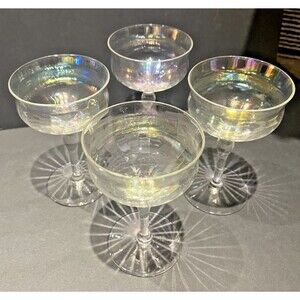 VTG 1930s Fostoria Mother of Pearl Iridescent Low 5 1/2" Champagne Coupe Sherbet